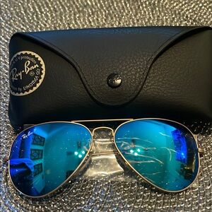 New In Case Blue Ray Ban Aviator